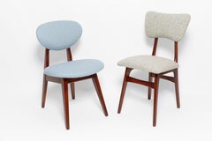 Silla Mariposa de Mitad de Siglo, Lana Gris Azulada, Madera de Nogal, Europa, Años 60