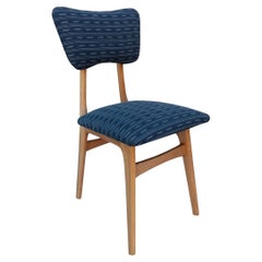 Silla Mariposa, Jacquard Azul, Madera Clara, Europa, Años 60