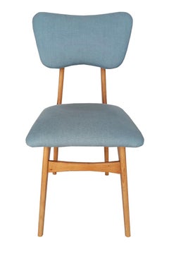 Mid Century Butterfly Chair, Blue Pierre Frey Linen, Oak Wood, Europe, 1960s