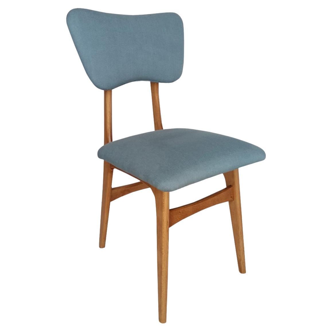Mid Century Butterfly Chair, Blue Pierre Frey Linen, Oak Wood, Europe, 1960s