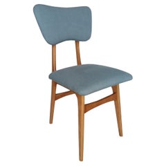 Mid Century Butterfly Chair, Blue Pierre Frey Linen, Oak Wood, Europe, 1960s