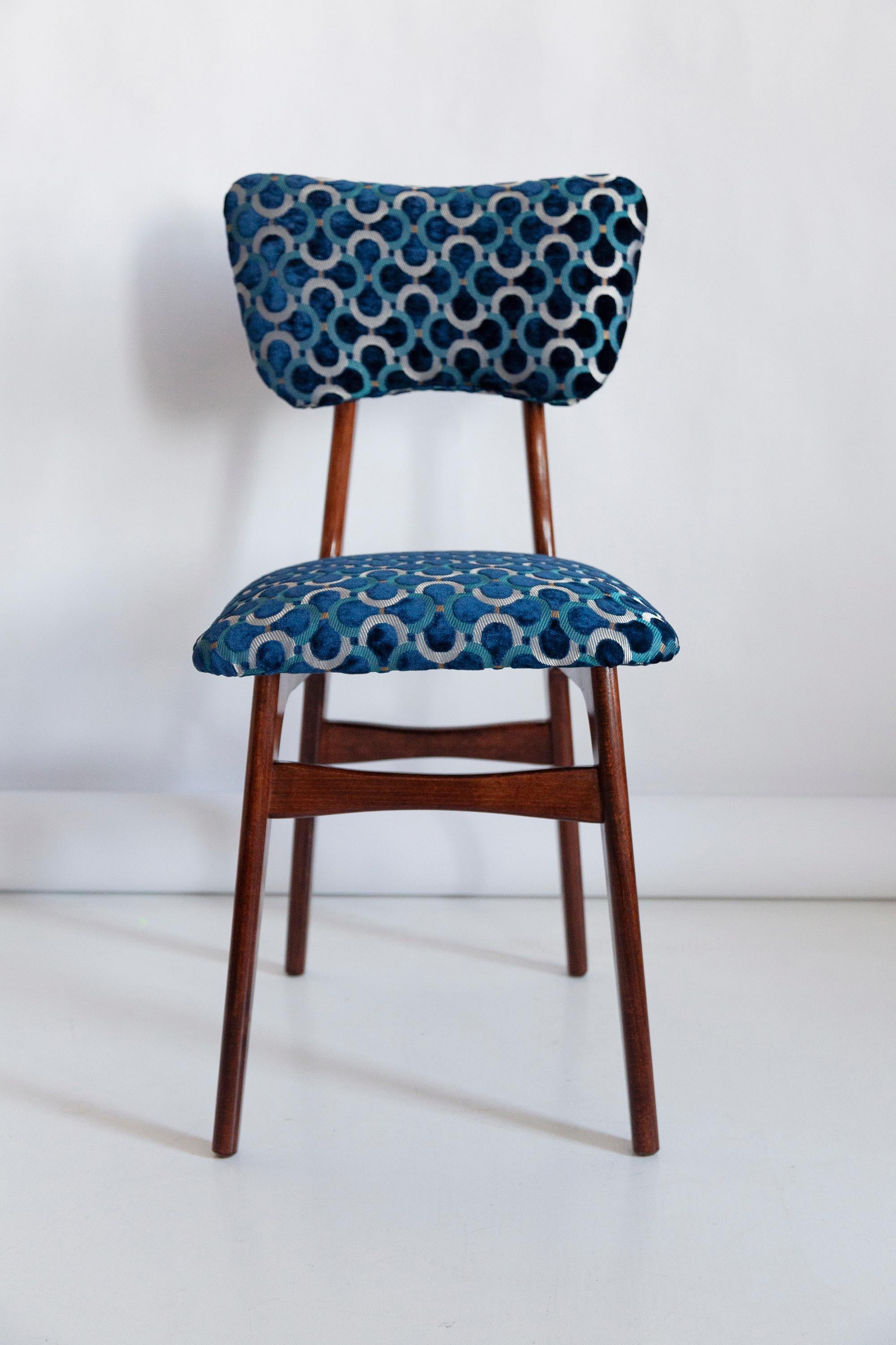 Mid Century Butterfly Chair, Blue Scarabeo Velvet, Dark Wood, Europe, 1960s For Sale 3