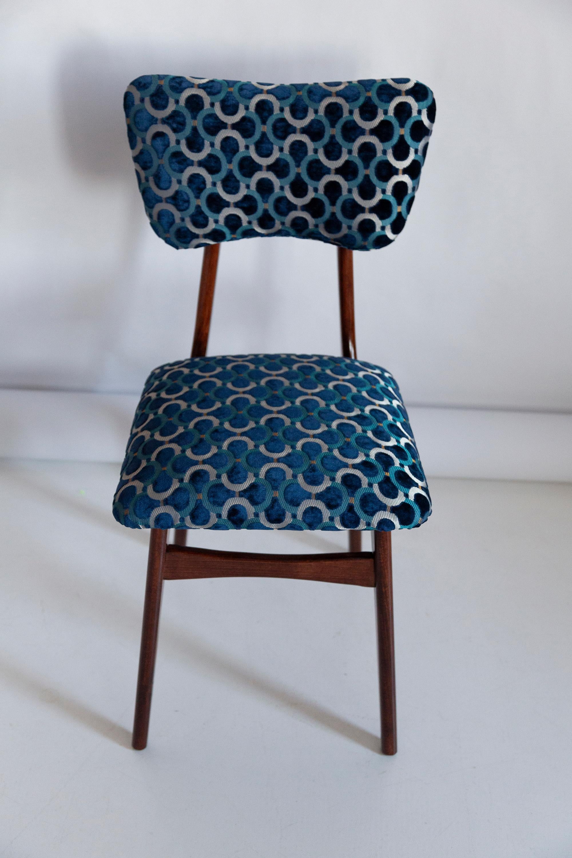 Mid Century Butterfly Chair, Blue Scarabeo Velvet, Dark Wood, Europe, 1960s For Sale 4