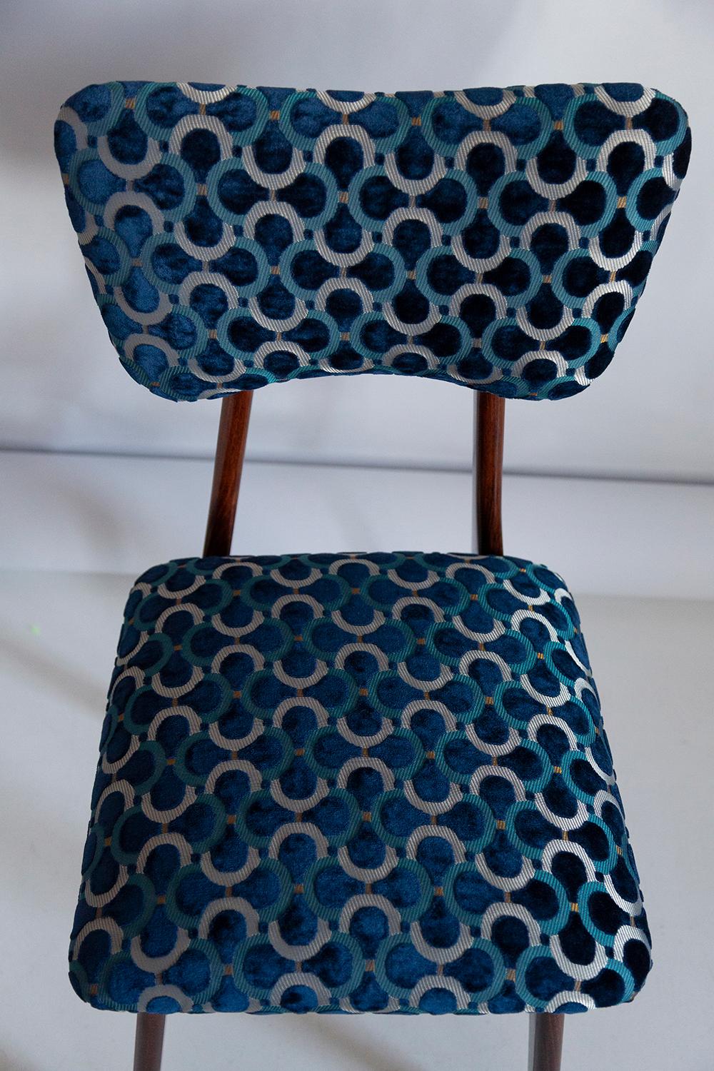 Mid Century Butterfly Chair, Blue Scarabeo Velvet, Dark Wood, Europe, 1960s For Sale 5
