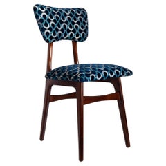 Mid Century Butterfly Chair, Blue Scarabeo Velvet, Dark Wood, Europe, 1960s
