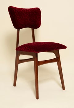 Mid Century Butterfly Chair, Burgundy FR Velvet Bacara, Dedar, Walnut Wood, 1960
