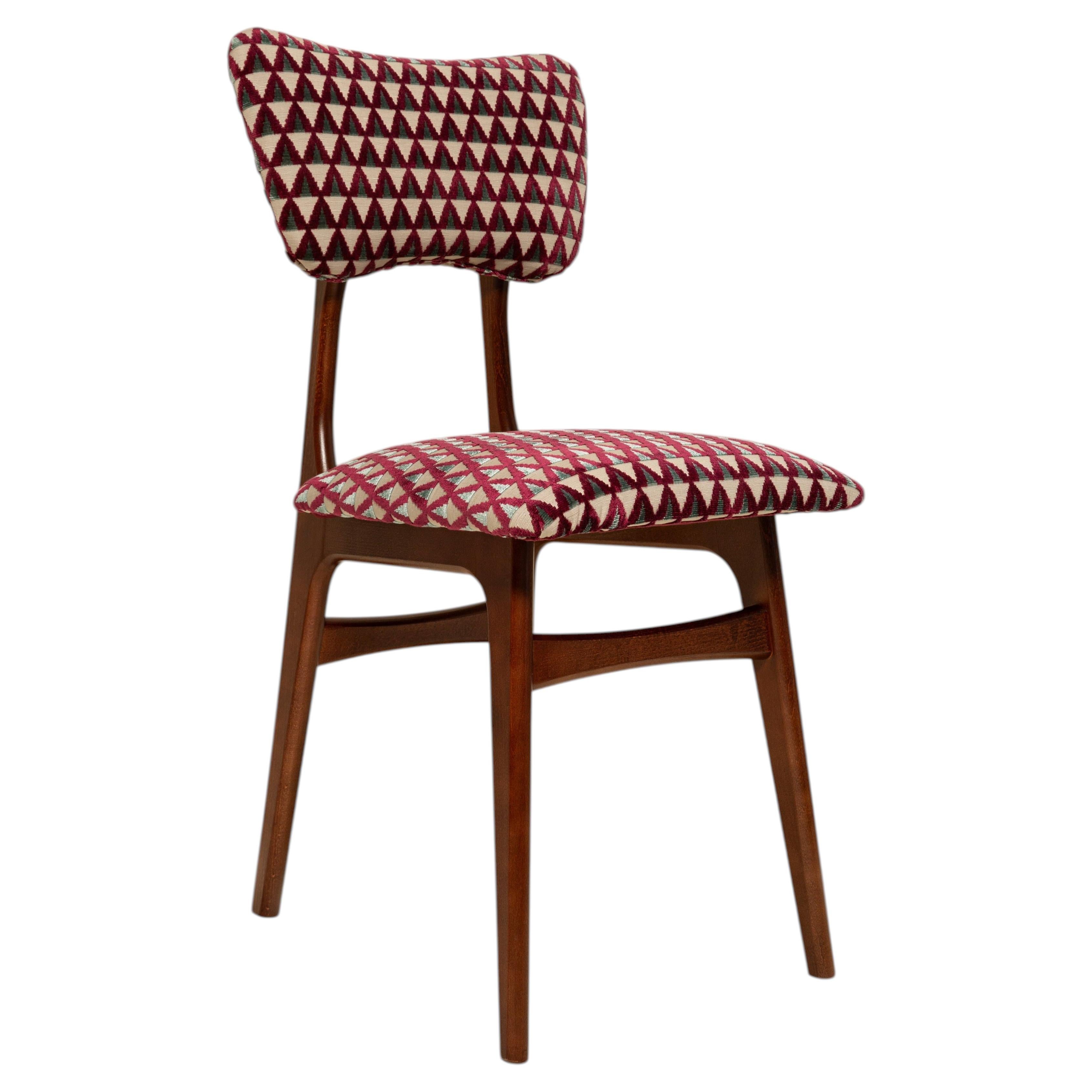 Silla Butterfly de mediados de siglo, Amuleto de terciopelo burdeos de Dedar, madera de nogal, 1960 en venta
