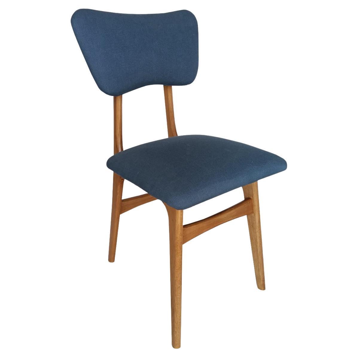 Mid Century Butterfly Chair, Denim Pierre Frey Linen, Oak Wood, Europe, 1960s