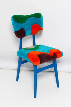 Mid Century Butterfly Chair, Hand Tufting Blue Green Orange Wool, Europe, 1960s