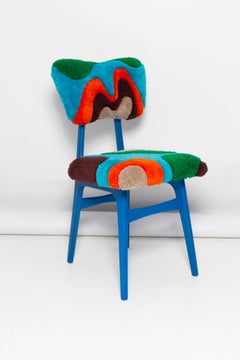Mid Century Butterfly Chair, Hand Tufting Blue Green Orange Wool, Europe, 1960s