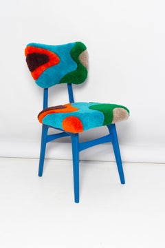 Mid Century Butterfly Chair, Hand Tufting Blue Green Orange Wool, Europe, 1960s