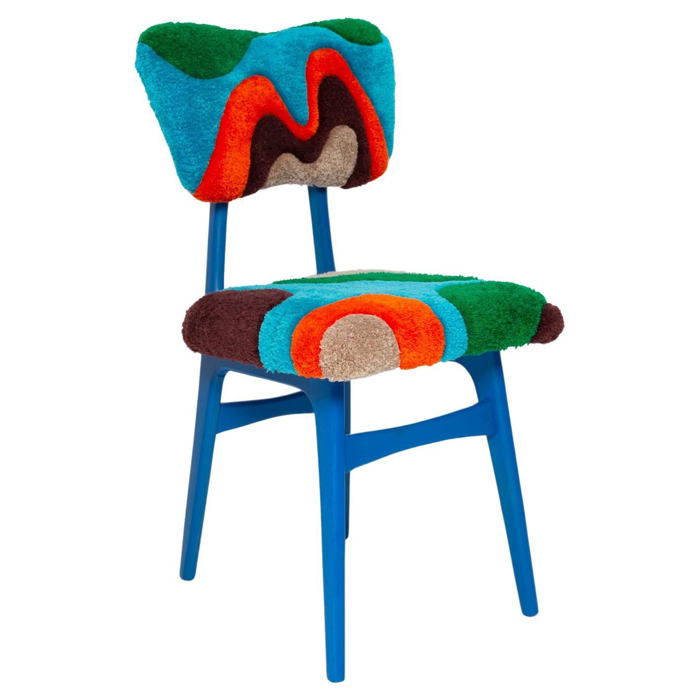 Mid Century Butterfly Chair, Hand Tufting Blue Green Orange Wool, Europe, 1960s