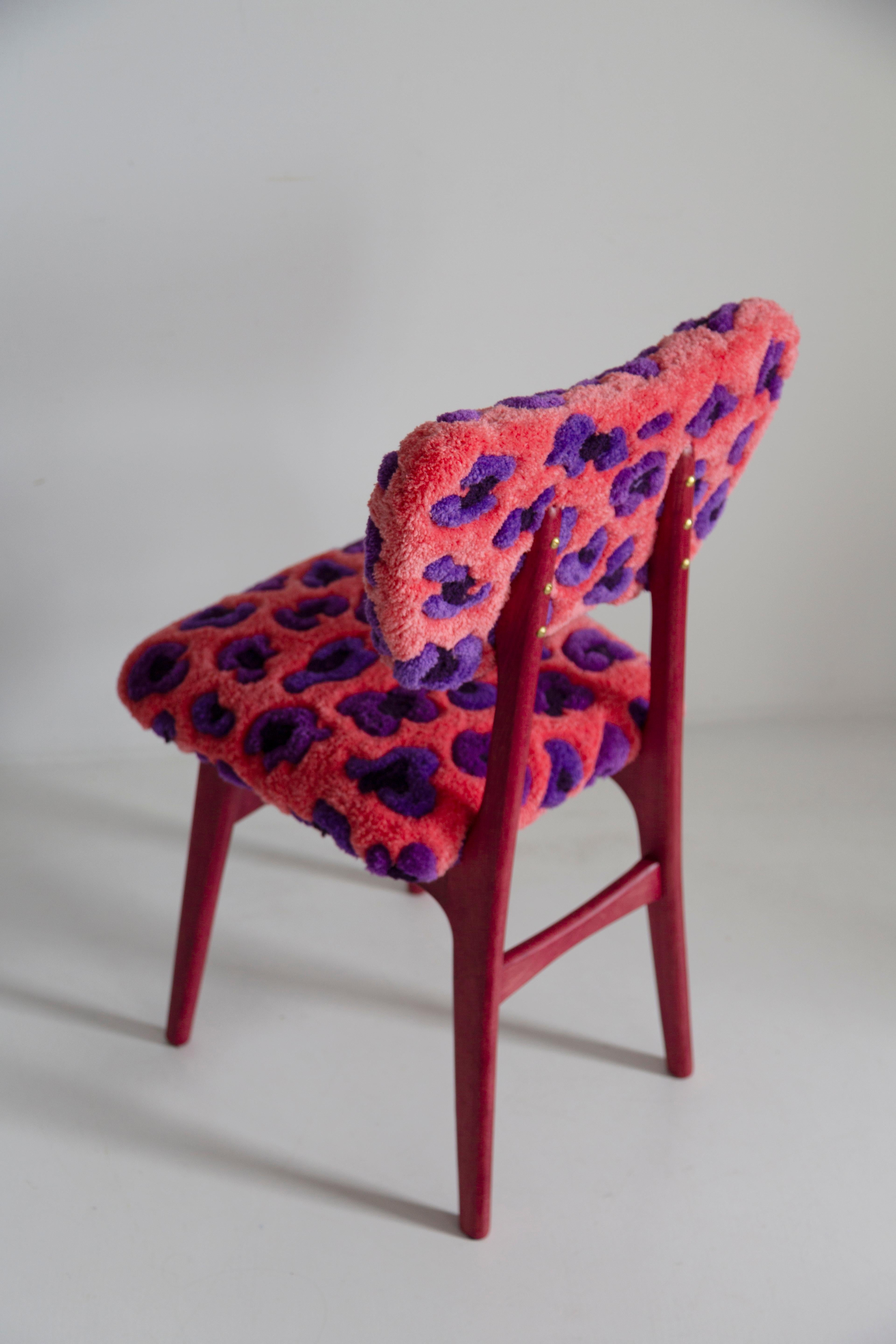 Mid Century Schmetterling Stuhl, Hand Tufting Rosa Wolle Leopard, Europa, 1960er Jahre im Angebot 7