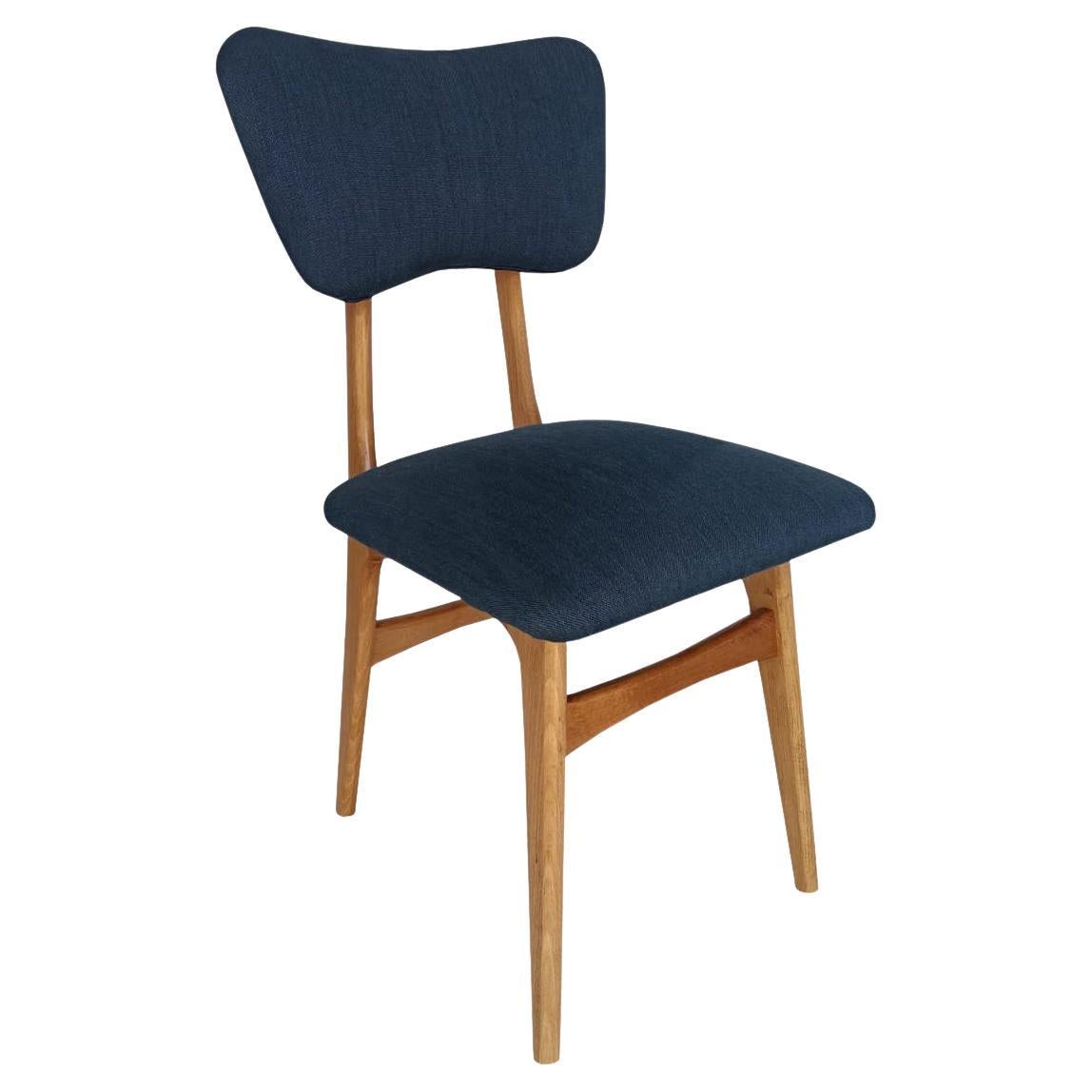 Mid Century Butterfly Chair, Indigo Pierre Frey Linen, Oak Wood, Europe, 1960s