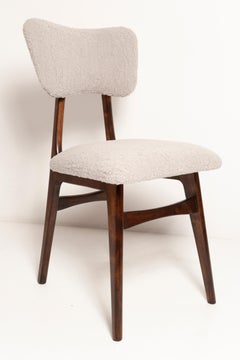 Mid Century Butterfly Chair, Light Gray Boucle, Dark Walnut Wood, Europe, 1960s
