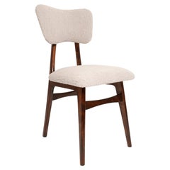 Silla Mariposa de Mitad de Siglo, Boucle Gris Claro, Madera de Nogal Oscuro, Europa, Años 60