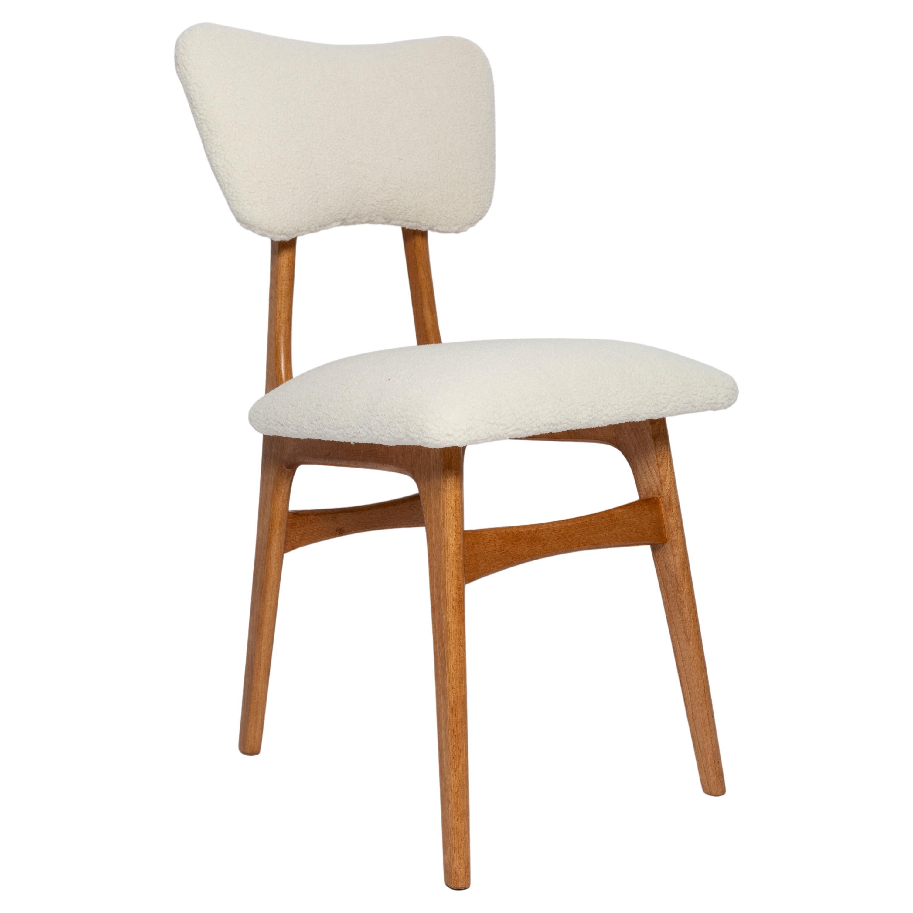 Sedia Butterfly di metà secolo, Boucle avorio chiaro, Wood Oak chiaro, Europa, anni '60