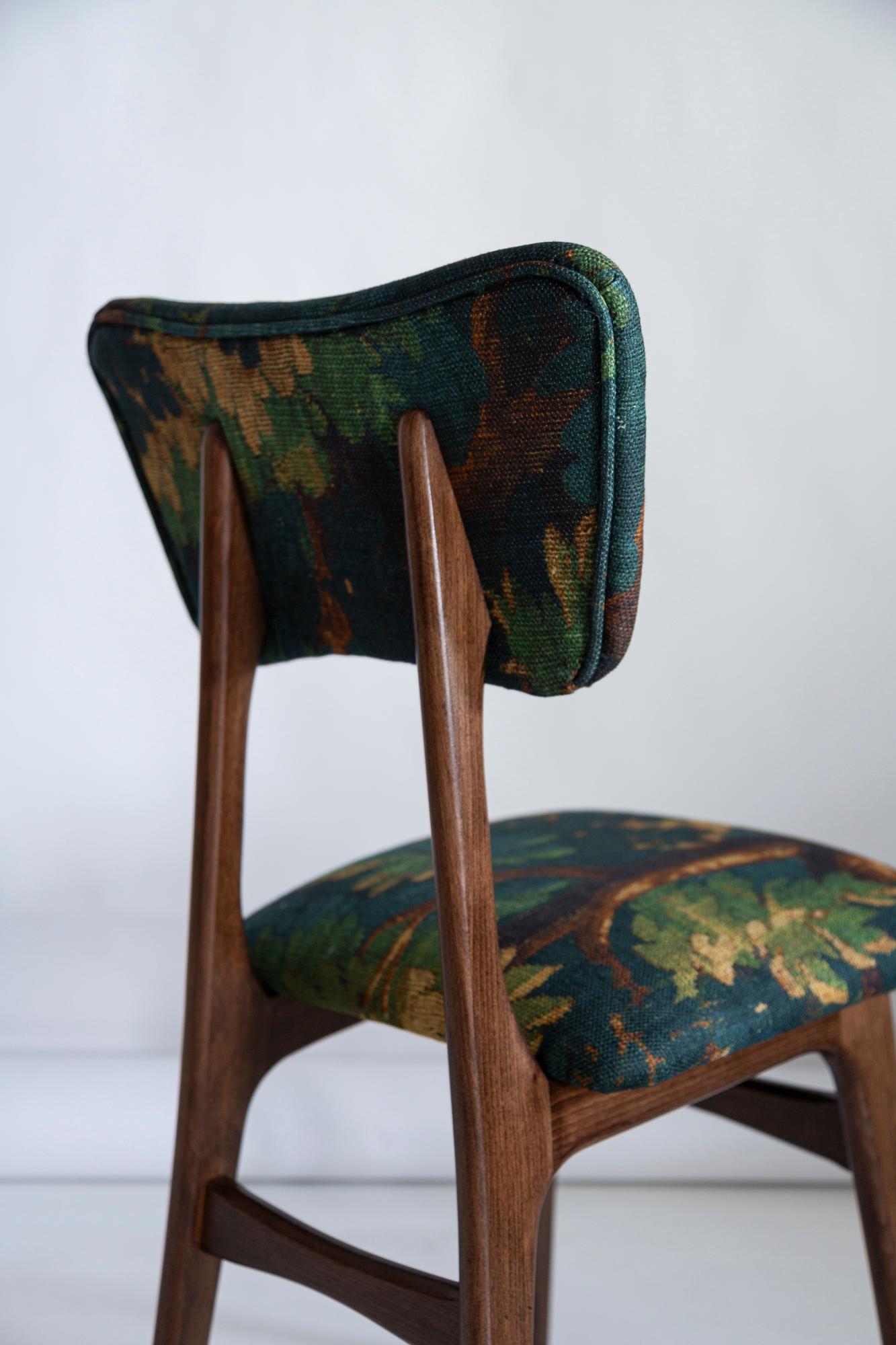 Polish Mid Century Butterfly Chair,  Linen Schwarzwald Dedar, Dark Wood, Europe, 1960s For Sale