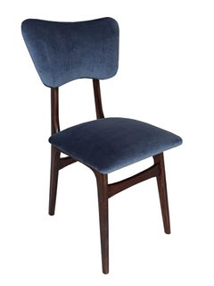 Mid Century Butterfly Chair, Navy Blue Gray Fabric, Walnut Wood, Europe, 1960s