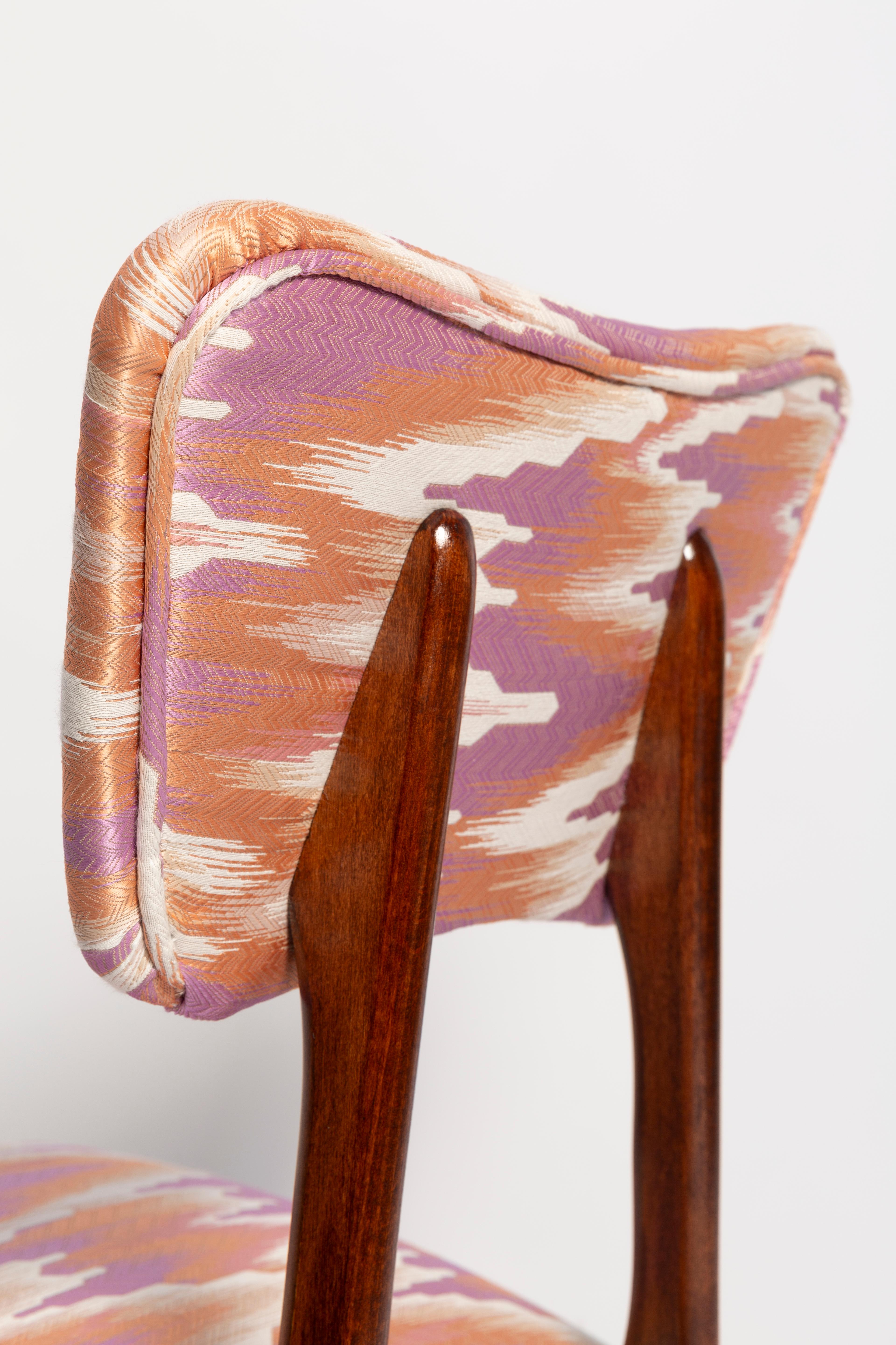 Mid Century Butterfly Chair, Pink Fandango Jacquard, Dark Wood, Europe, 1960s For Sale 1