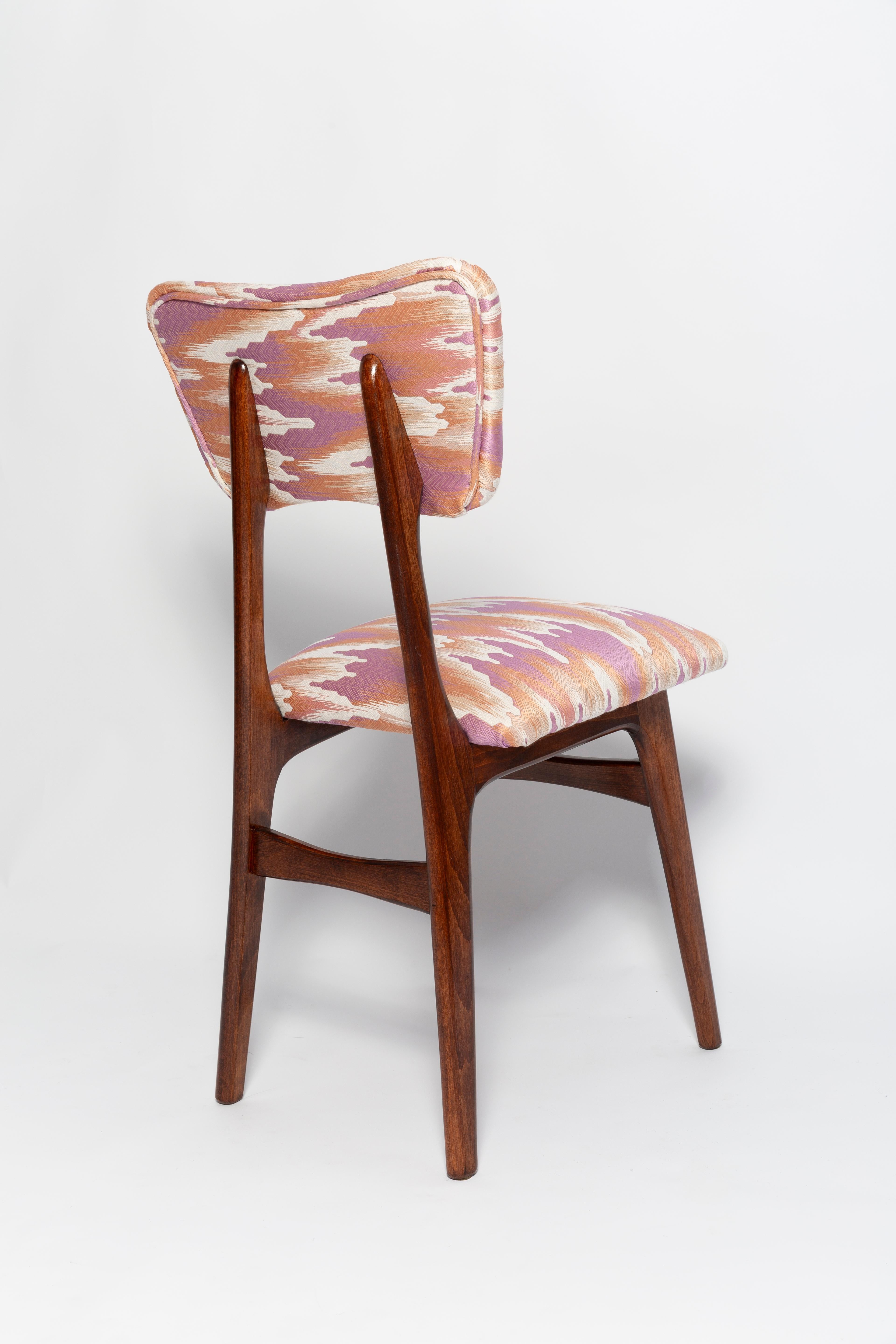 Mid Century Butterfly Chair, Pink Fandango Jacquard, Dark Wood, Europe, 1960s In Excellent Condition For Sale In 05-080 Hornowek, PL