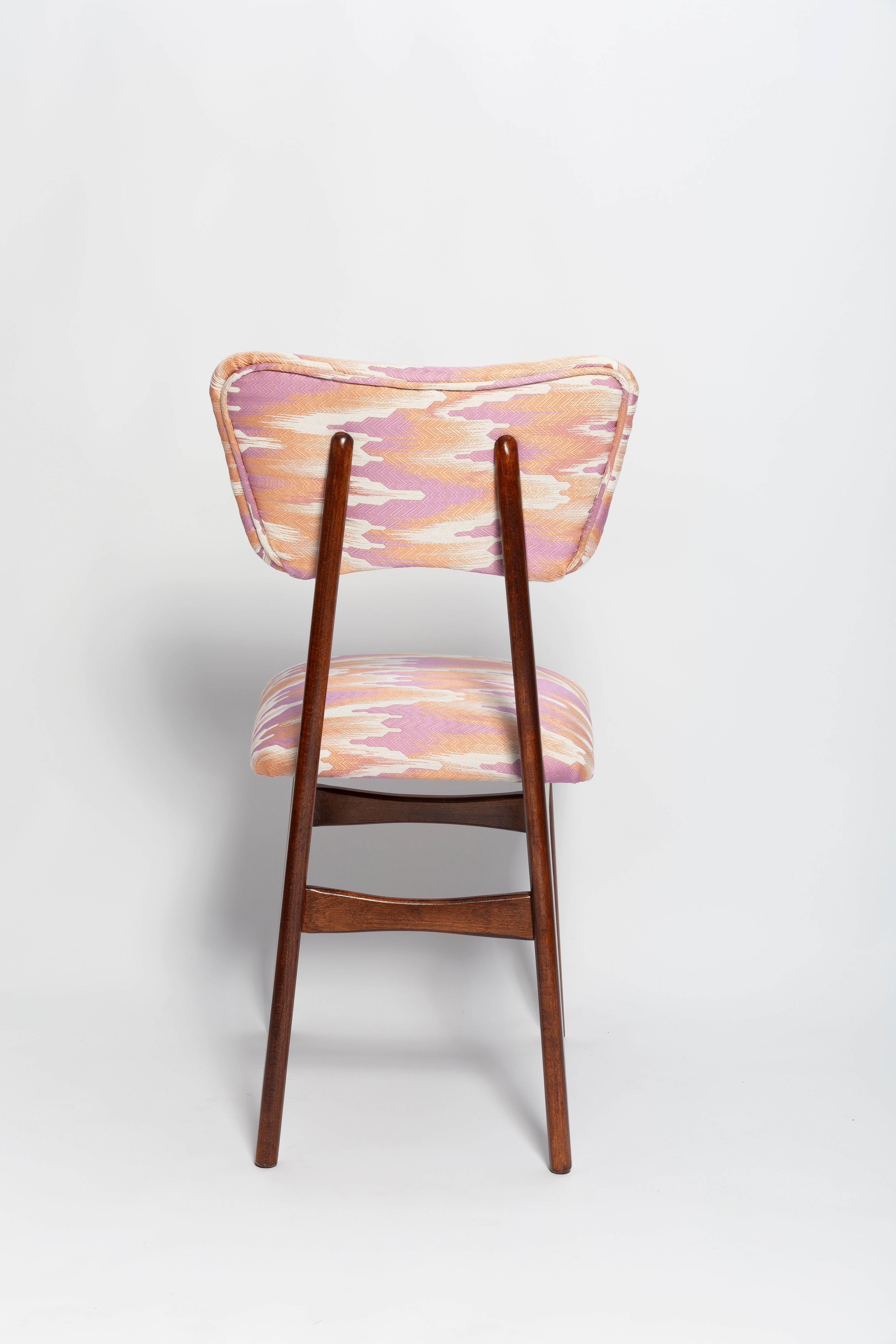 Fabric Mid Century Butterfly Chair, Pink Fandango Jacquard, Dark Wood, Europe, 1960s For Sale