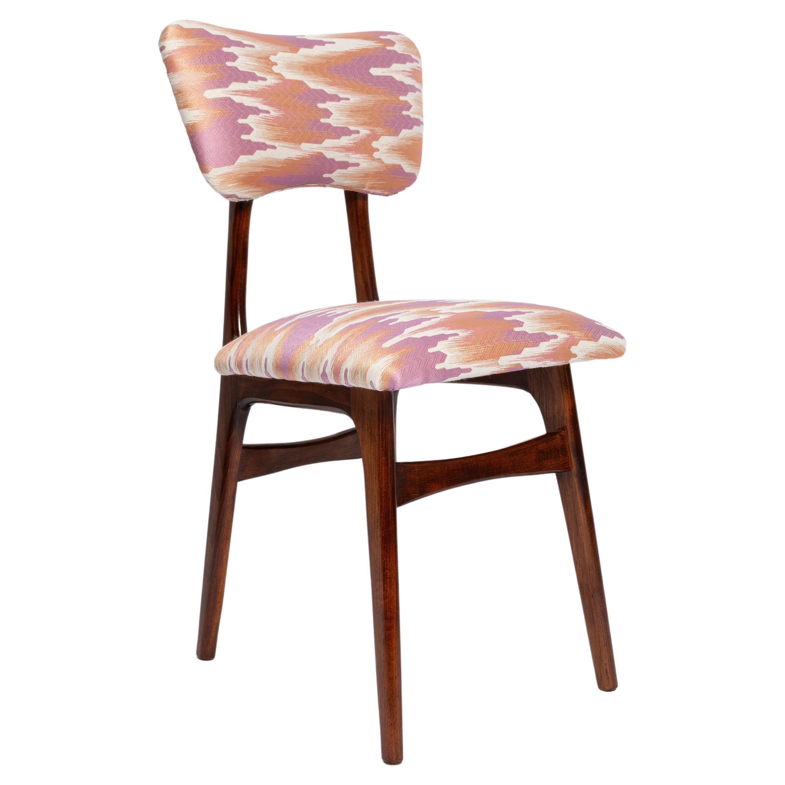 Mid Century Butterfly Chair, Pink Fandango Jacquard, Dark Wood, Europe, 1960s For Sale