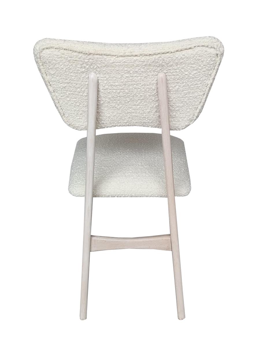 Mid-Century moderno Sedia Butterfly di metà secolo, tessuto boucle bianco, legno Oak White, Europa, anni '60 in vendita