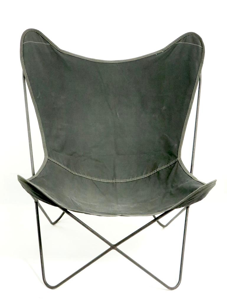 Mid-Century Modern Mid Century Butterfly Chair with Black Canvas Sling Seat