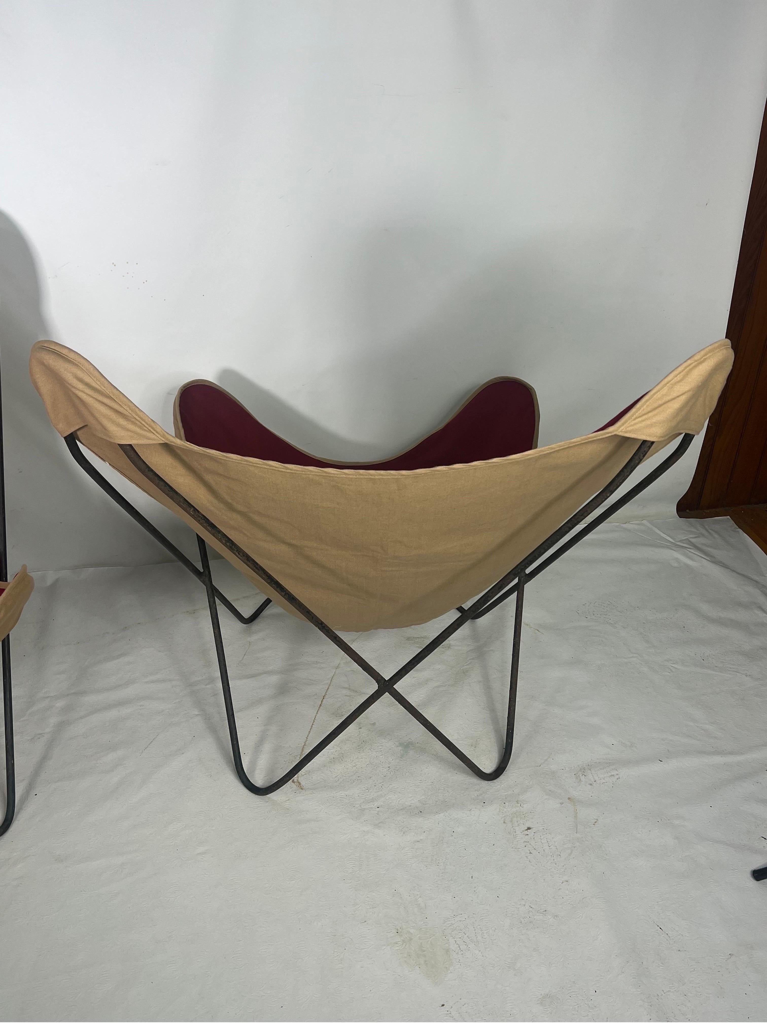 Mid-Century Modern Mid Century Butterfly Chairs with Canvas Slings, a Pair