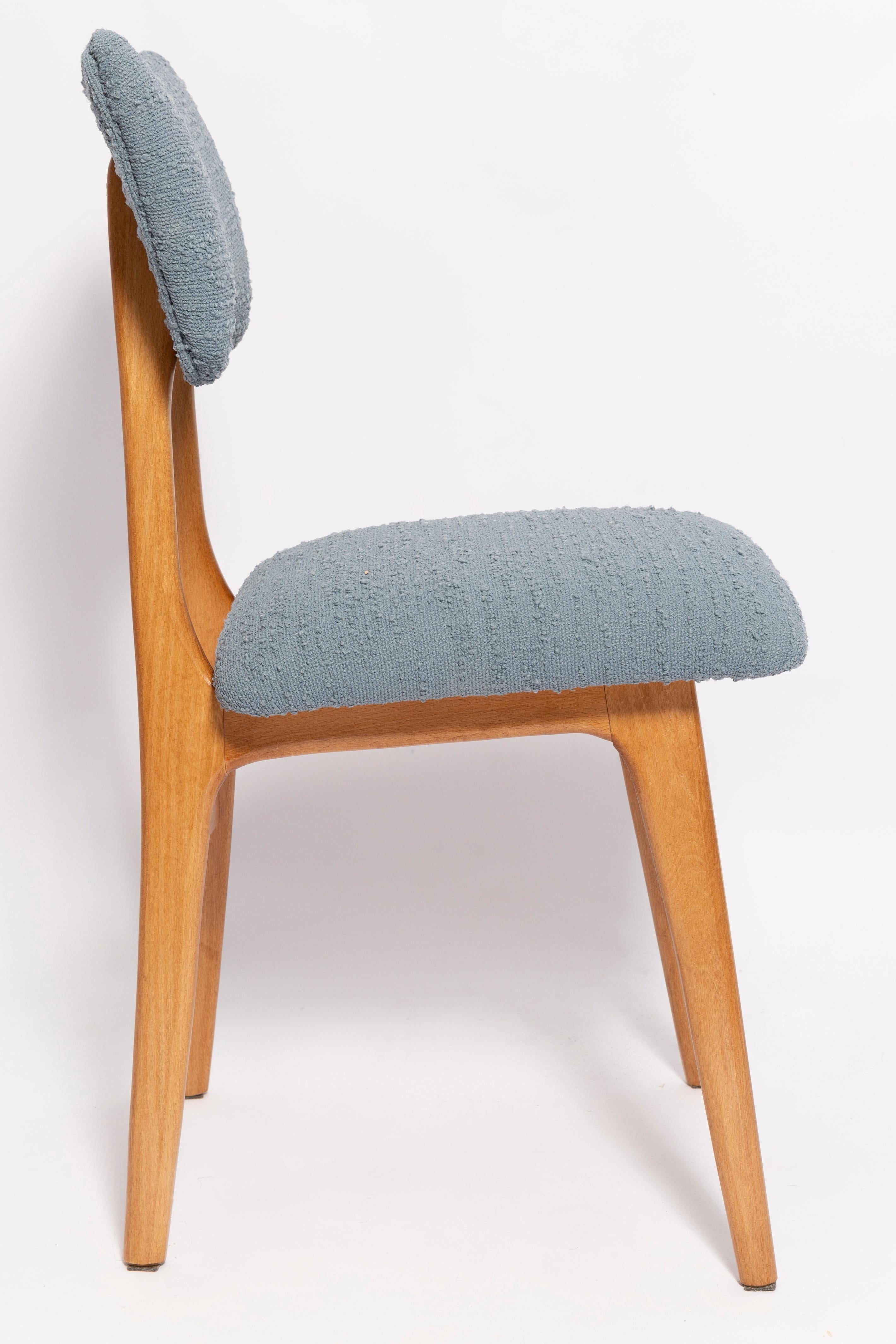 Polish Mid Century Butterfly Dining Chair, Gray Boucle, Europe, 1960s For Sale
