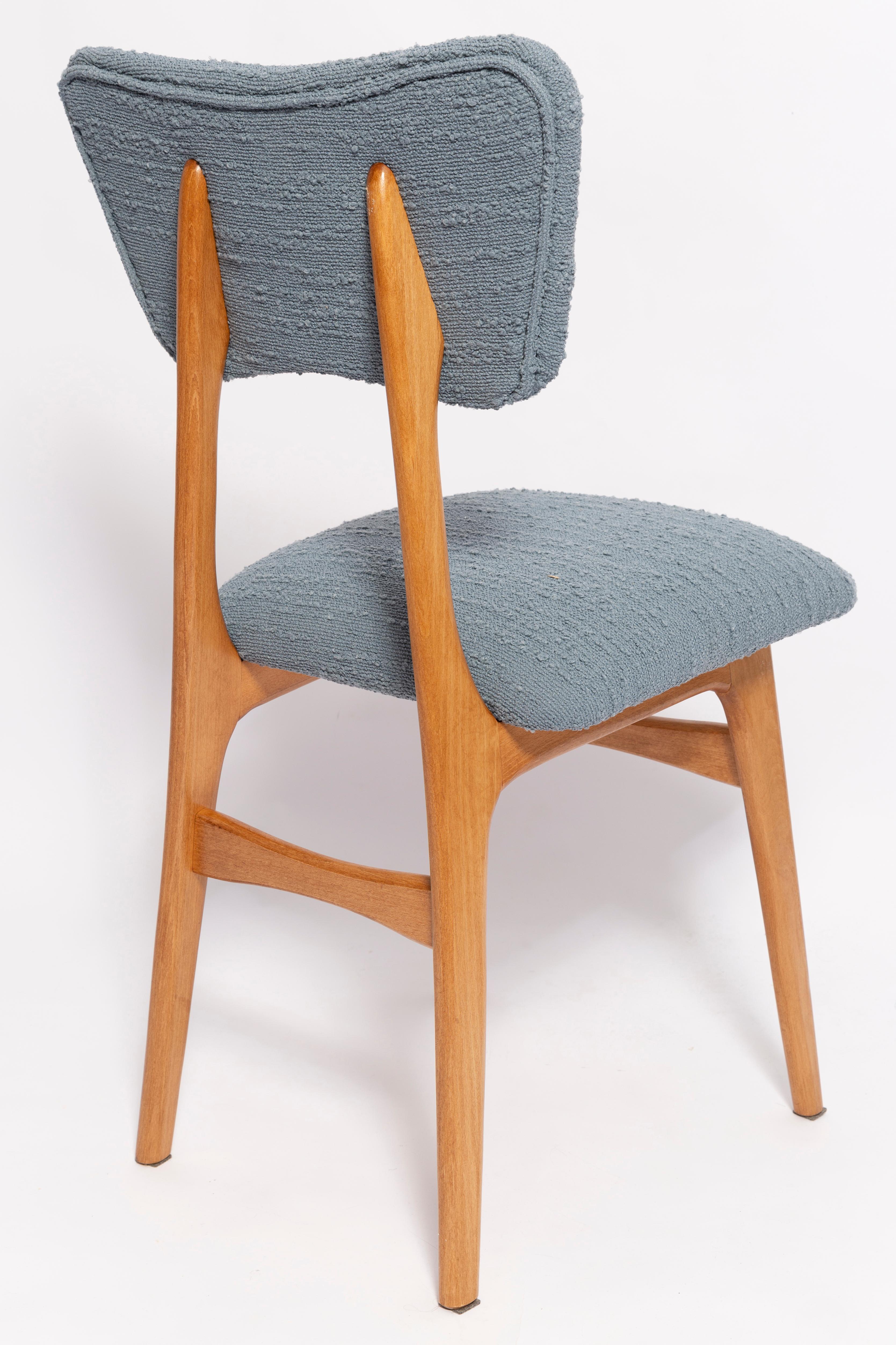 Mid Century Butterfly Dining Chair, Gray Boucle, Europe, 1960s In Excellent Condition For Sale In 05-080 Hornowek, PL