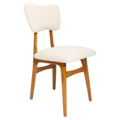 Mid Century Butterfly Dining Chair, Light Creme Boucle, Poland, 1960s