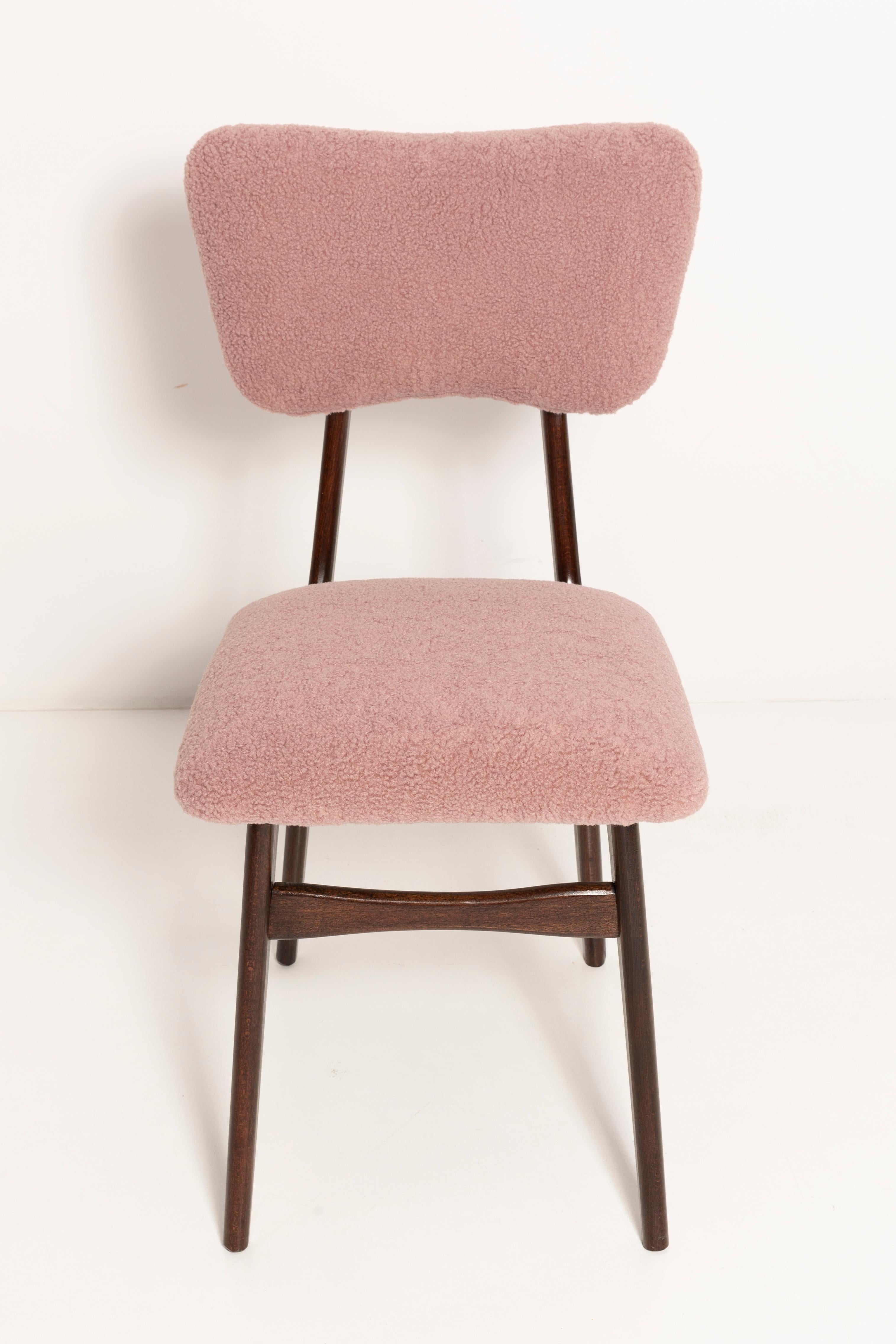 Mid Century Butterfly Dining Chair, Pink Boucle, Europe, 1960s For Sale 3