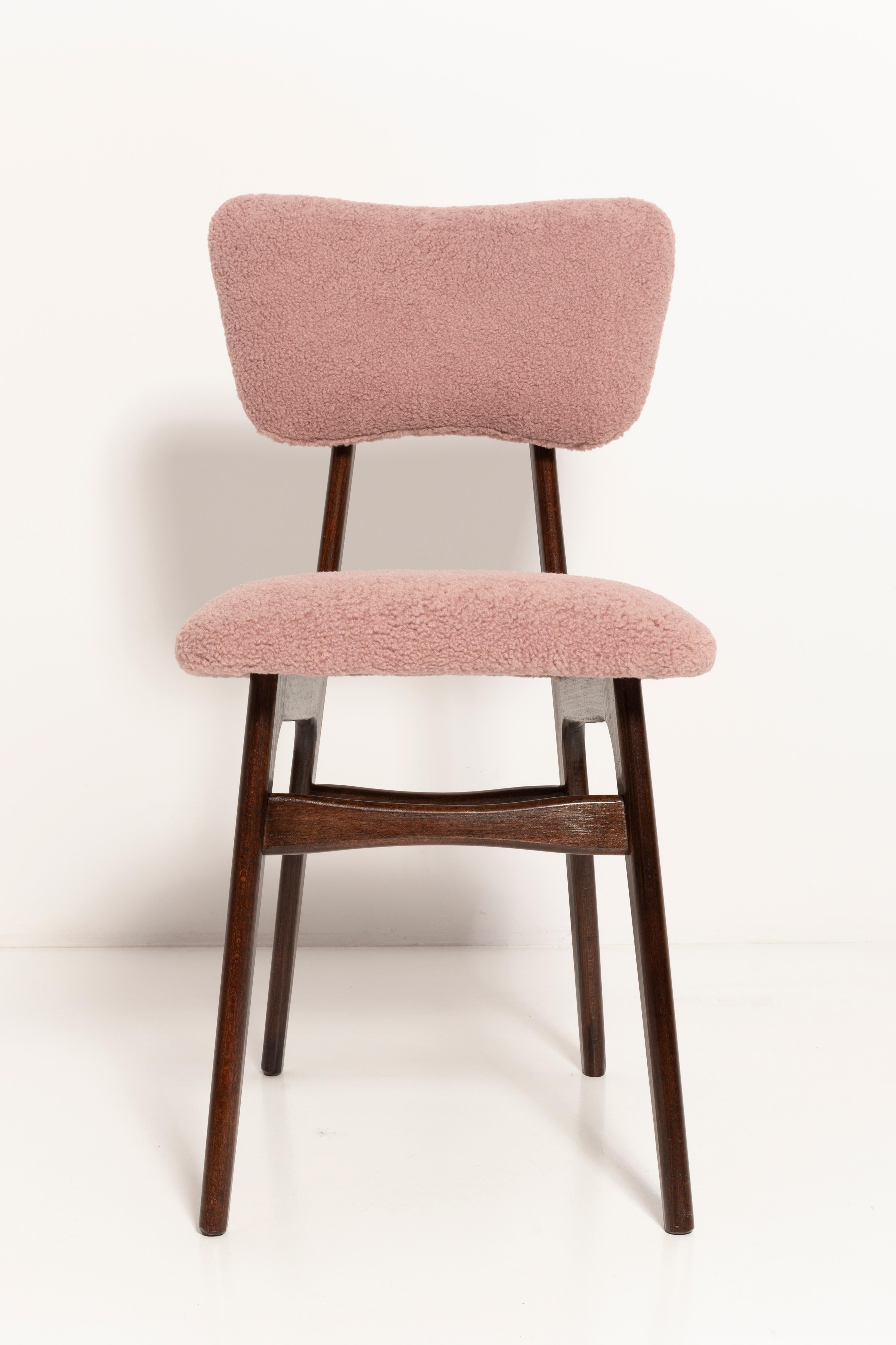 Mid Century Butterfly Dining Chair, Pink Boucle, Europe, 1960s For Sale 4