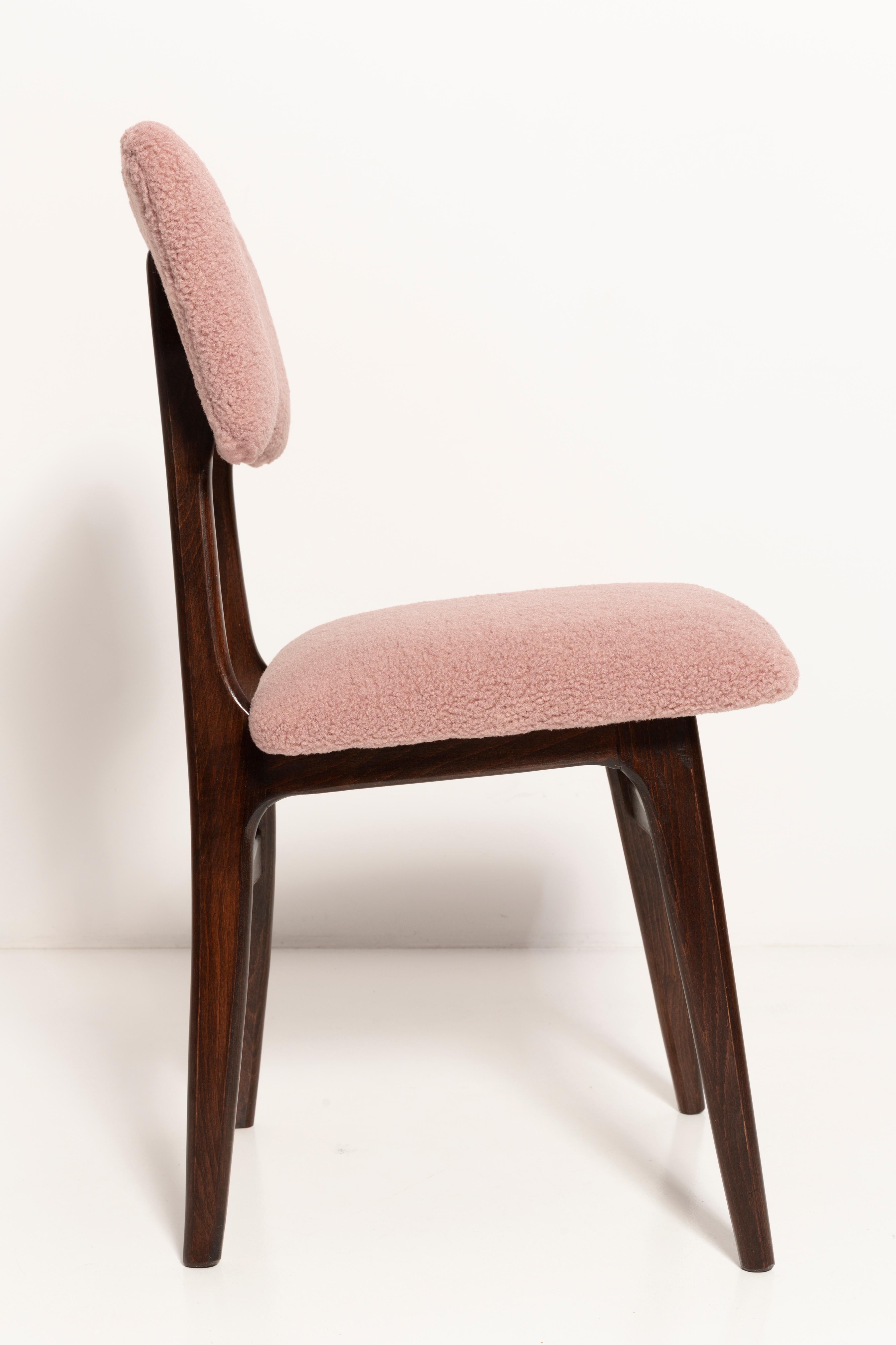 Hand-Crafted Mid Century Butterfly Dining Chair, Pink Boucle, Europe, 1960s For Sale