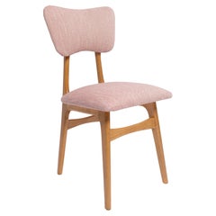 Retro Mid Century Butterfly Dining Chair, Pink Linen, Light Wood, Europe, 1960s