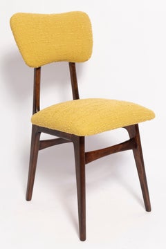 Mid-Century Butterfly Dining Chair, Yellow Boucle, Europe, 1960s
