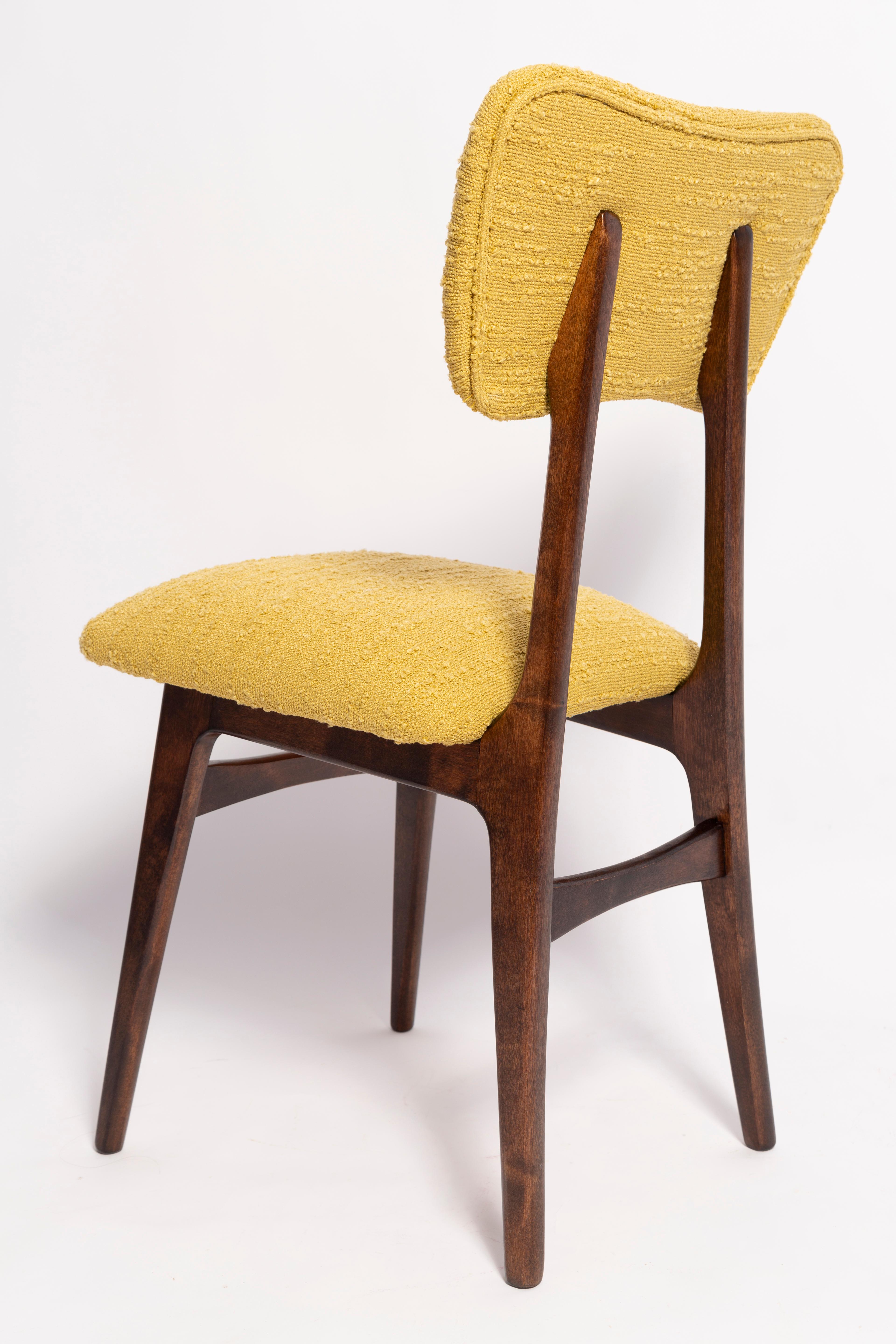 20th Century Mid-Century Butterfly Dining Chair, Yellow Boucle, Europe, 1960s For Sale