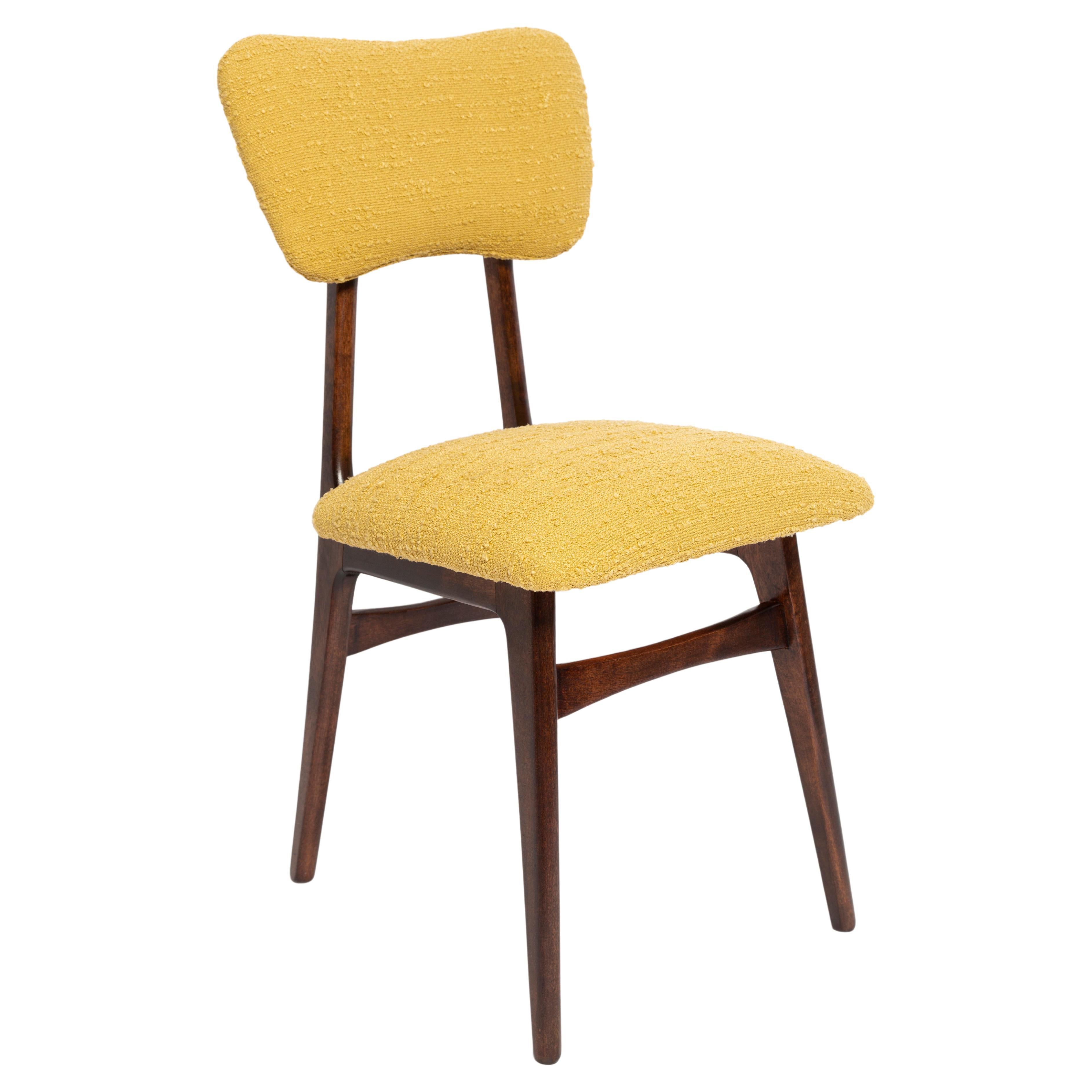 Mid-Century Butterfly Dining Chair, Yellow Boucle, Europe, 1960s For Sale