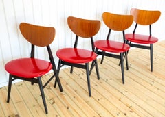 Mid Century Butterfly Dining Chairs Set of 4 Space Age MCM 1960s 1950s Red Black
