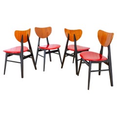 Set di 4 sedie da pranzo a farfalla del Mid Century A Space AGE 1960s 1950s Red Black
