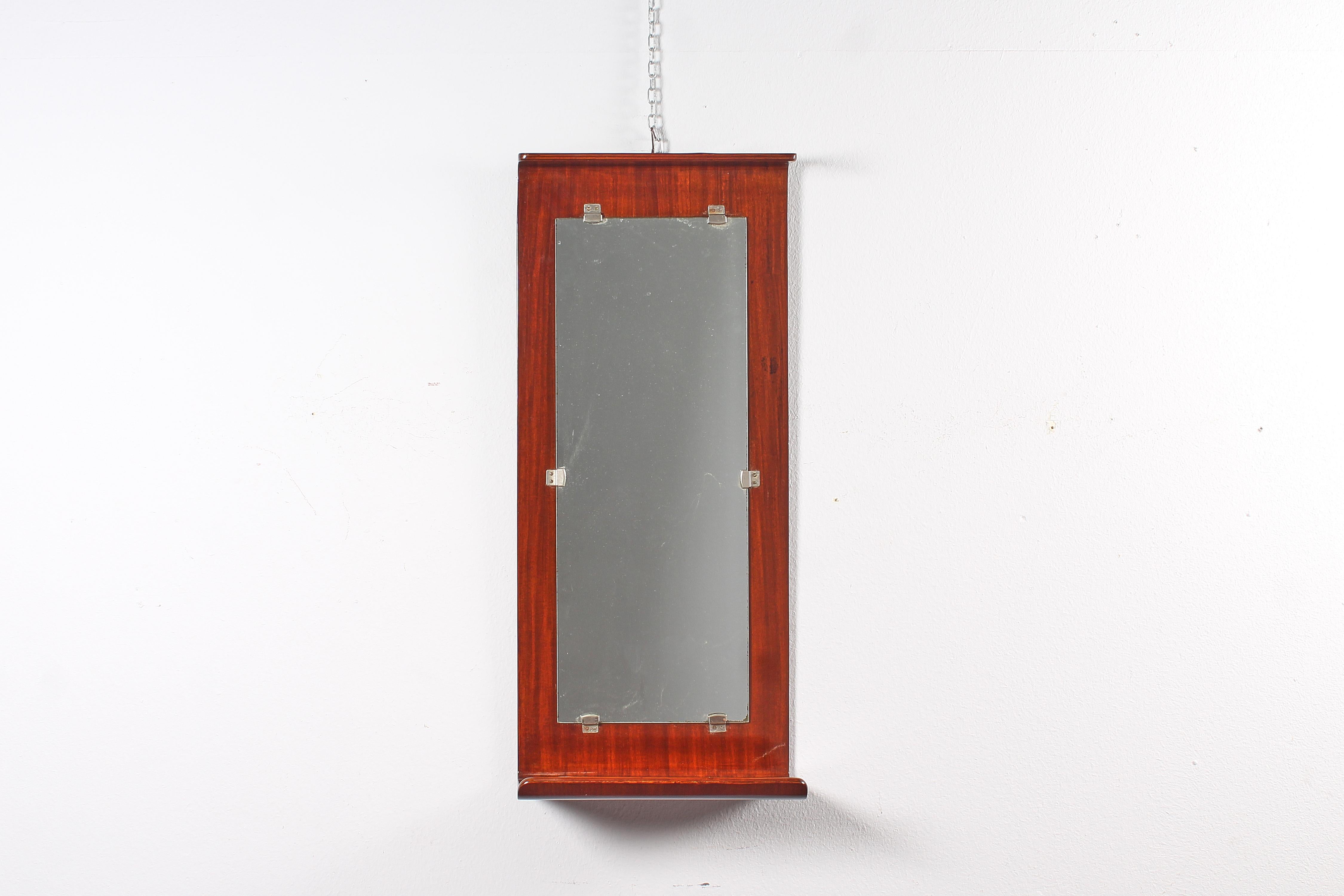 Mid-Century Modern Mid-Century C. Graffi for Home TO Curved Plywood Rectangular Mirror 60s Italy (Miroir rectangulaire en contreplaqué incurvé) en vente