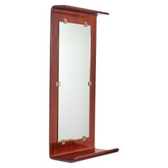 Mid-Century C. Graffi for Home TO Curved Plywood Rectangular Mirror 60s Italy (Miroir rectangulaire en contreplaqué incurvé)