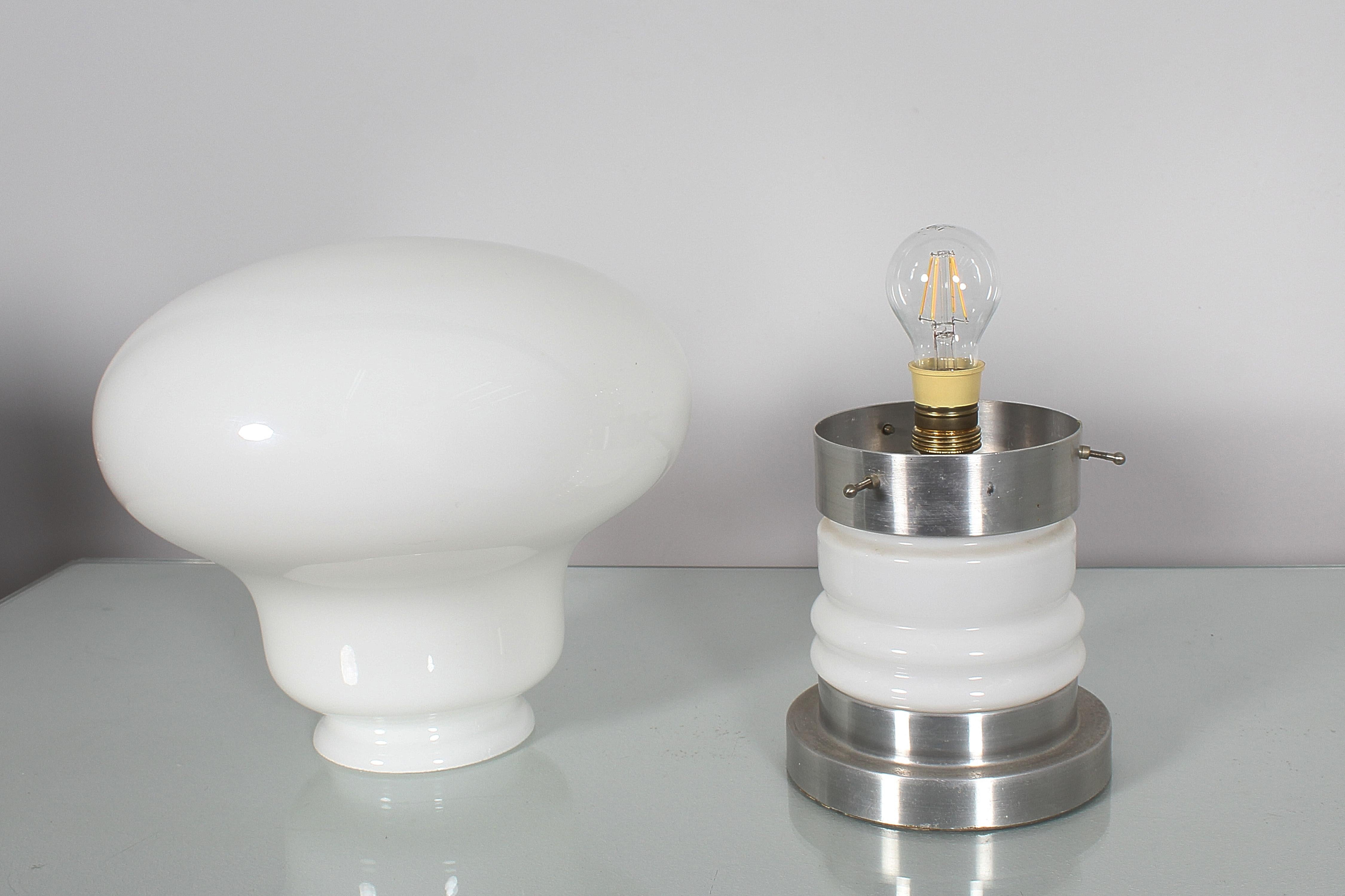 Mid-Century C. Nason for Mazzega Aluminium and Murano Glass Table Lamp 70s Italy For Sale 4