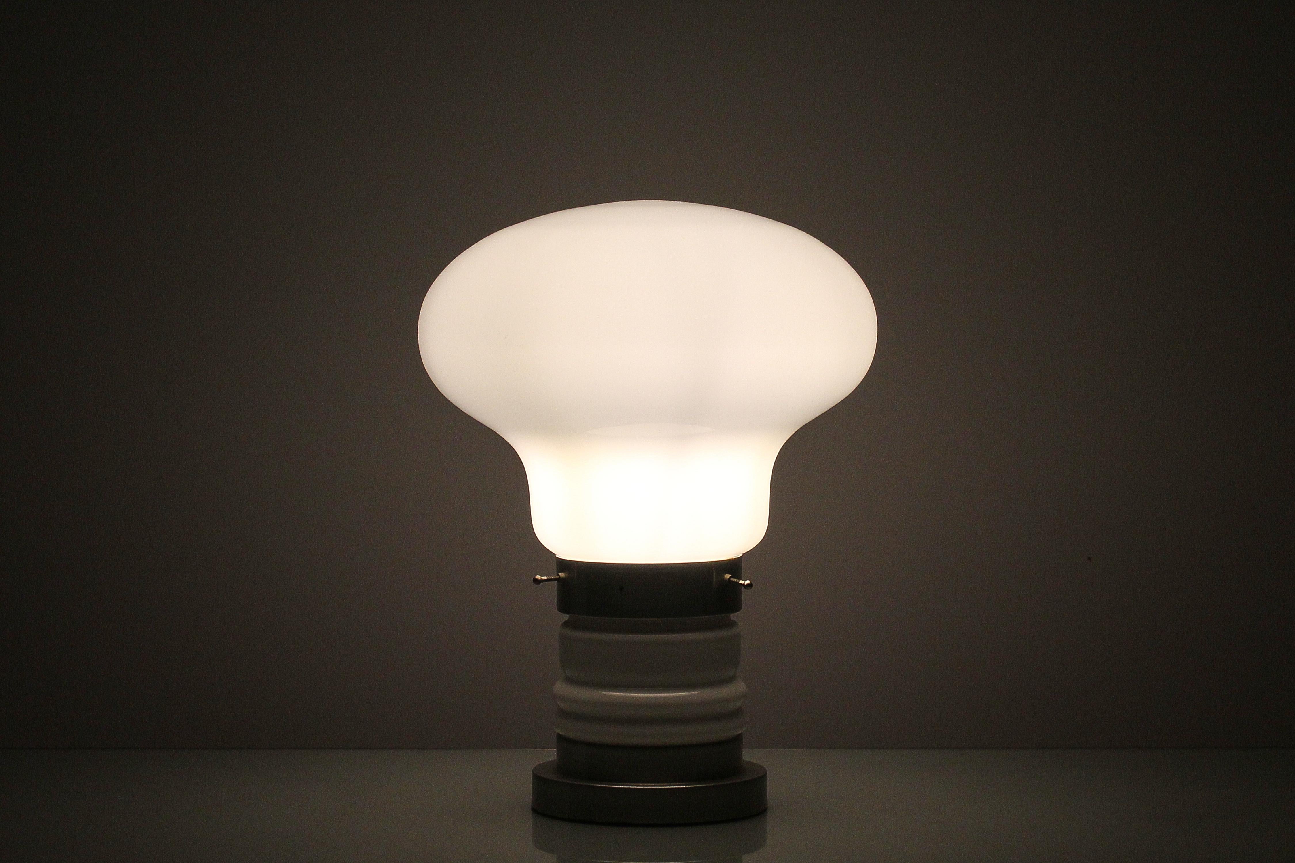 Italian Mid-Century C. Nason for Mazzega Aluminium and Murano Glass Table Lamp 70s Italy For Sale