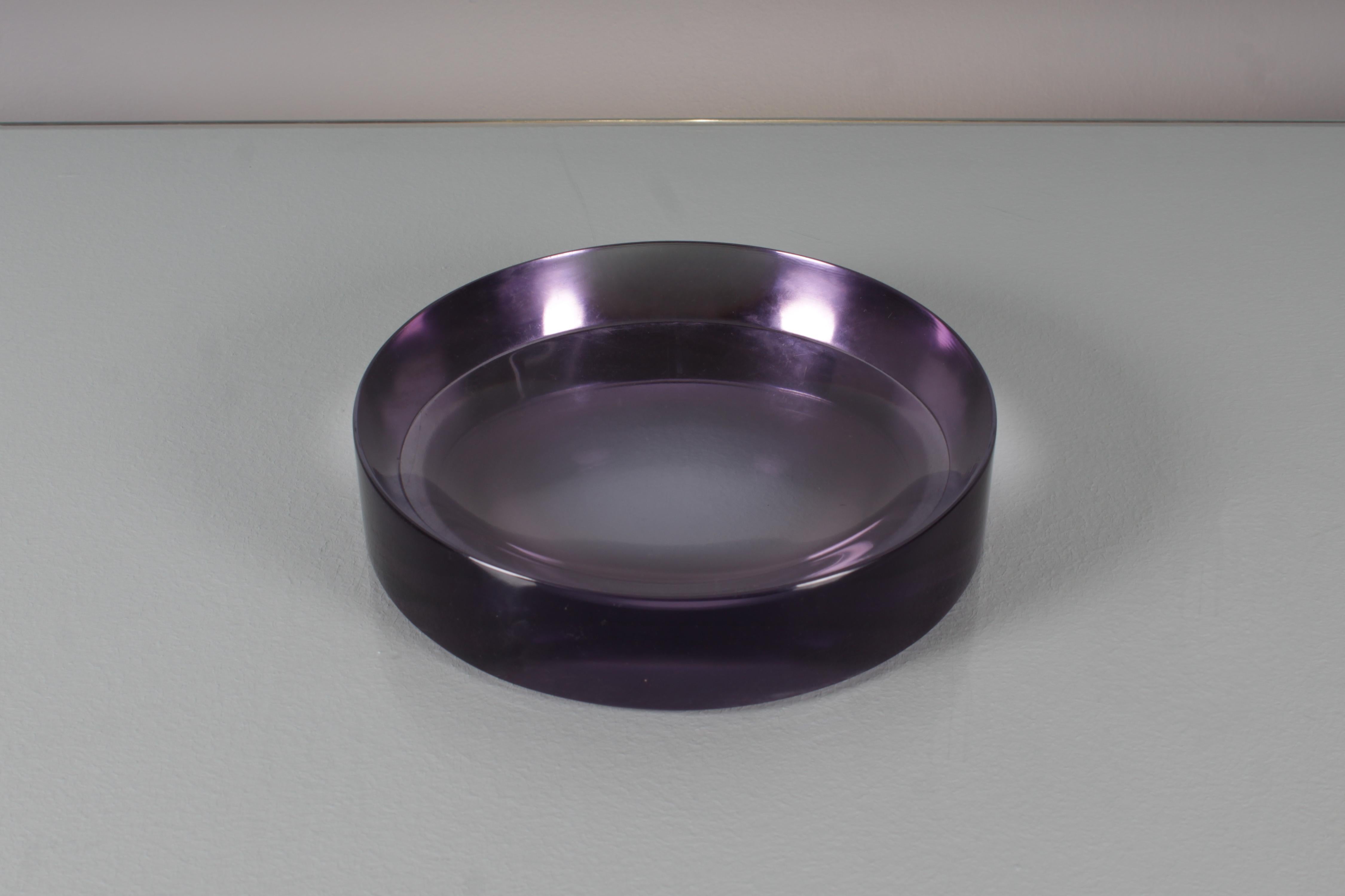 Modern Mid-Century C. Nason Style Pocket Emptier in Solid Purple Murano Glass Italy 60s For Sale