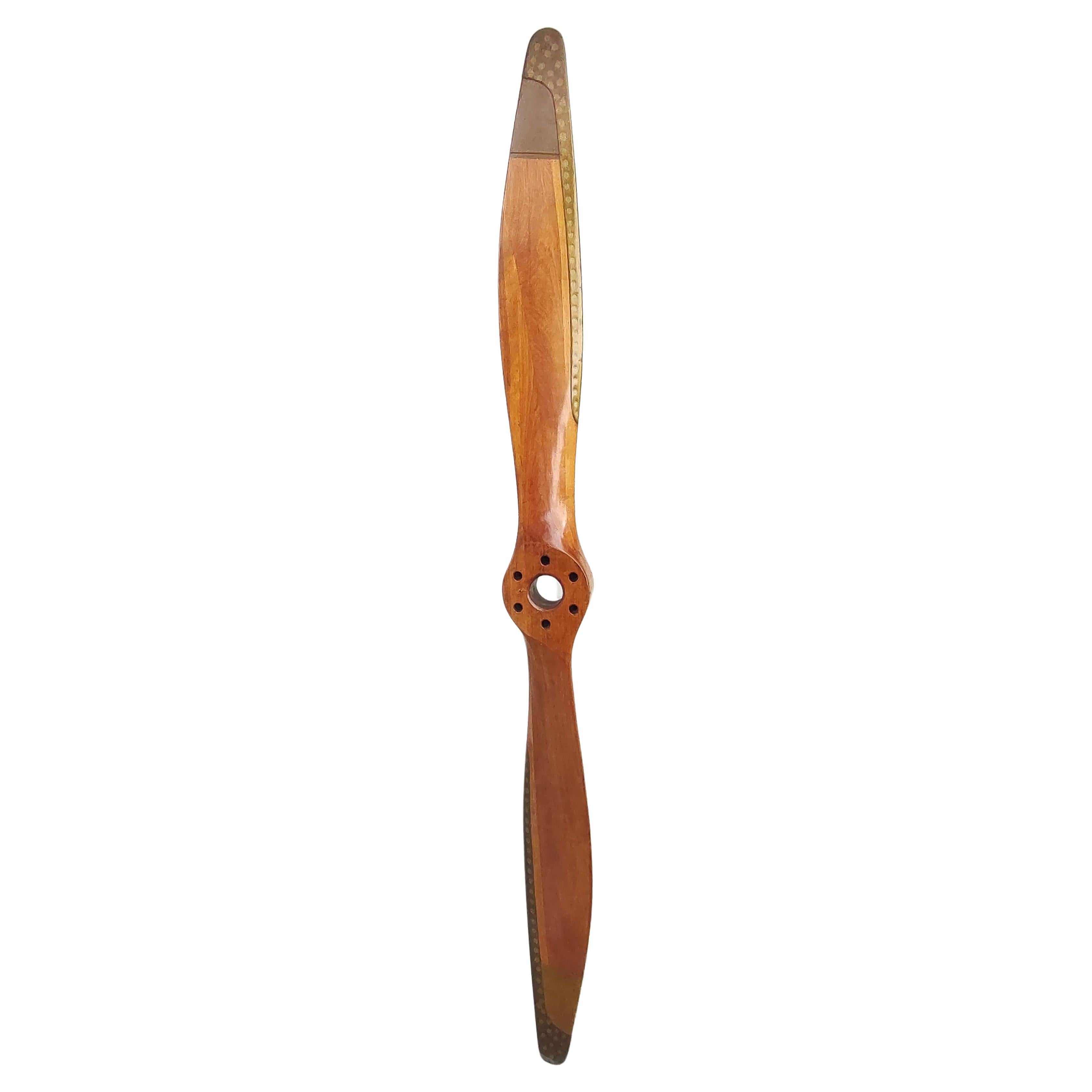 Brass Mid Century C1940 Wooden Airplane Propeller by Fahlin Columbia Missouri USA  For Sale