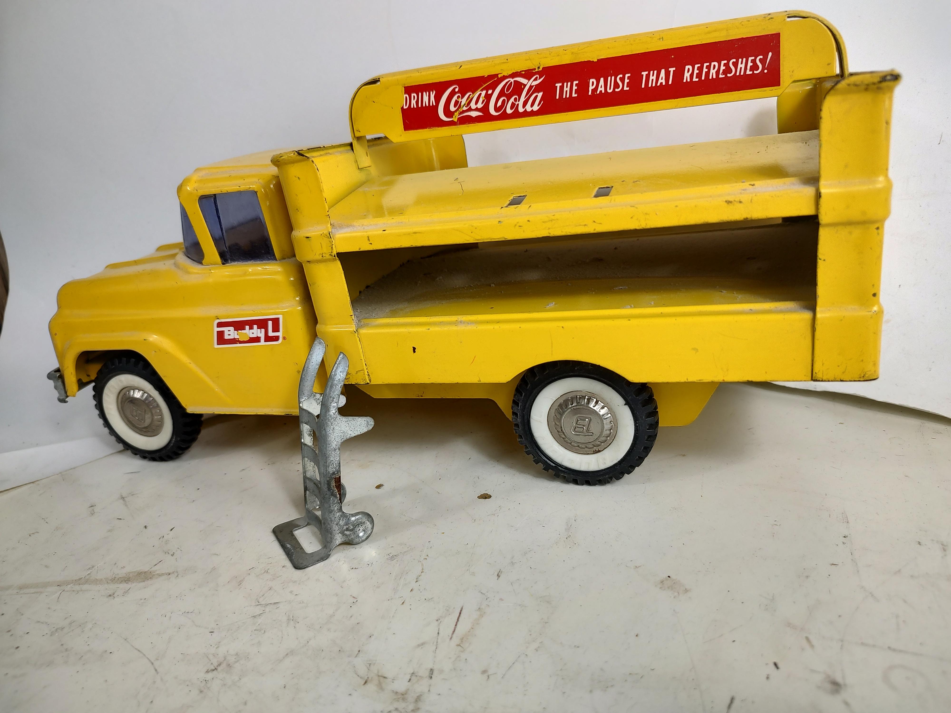 Mid Century C1958 Buddy L Coca Cola Delivery Truck with Aluminum Hand Truck 4