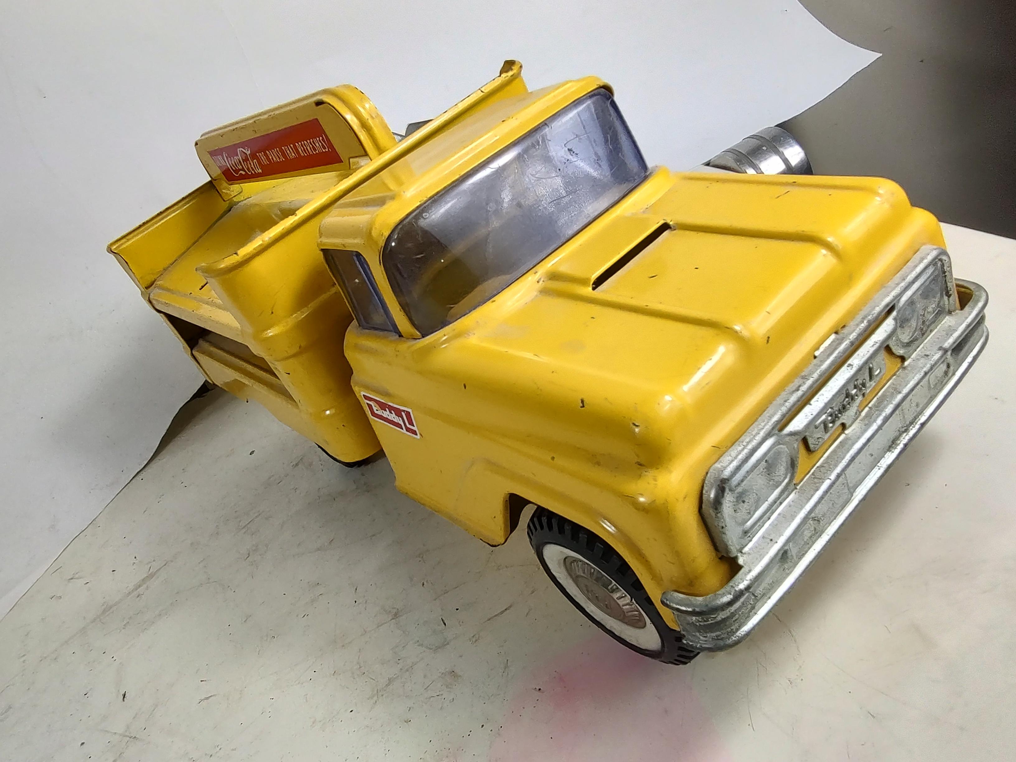 Industrial Mid Century C1958 Buddy L Coca Cola Delivery Truck with Aluminum Hand Truck